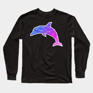 Dolphin in Low Poly with Blue and Pink Gradient Long Sleeve T-Shirt